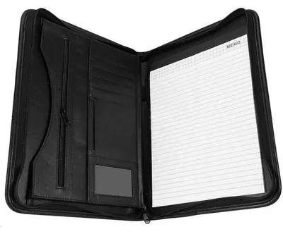Image de Pochette de documents A4 en simili cuir avec fermeture éclair, classeur pour conférences, avec compartiments, couleur noire