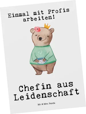 Produktbild von Mr. & Mrs. Panda Postkarte Chefin Leidenschaft - Weiß - Geschenk, CEO, Postkarten, Führungskraft, Grußkarte, Beste, Ansichtskarte, Ansichtskarten, Spruch, Fotokarte