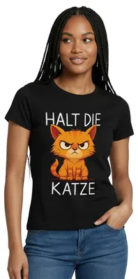 Produktbild von Spreadshirt Halt Die Katze | Wütende Katze Frauen T-Shirt, M, Schwarz