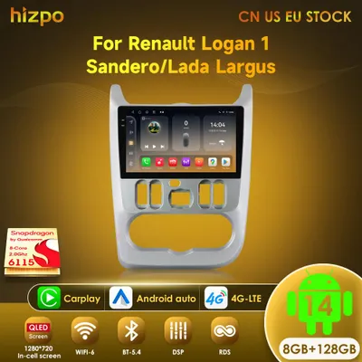 Imagen del producto de Radio para coche de doble DIN - Pantalla táctil de 9 pulgadas - Android 14 - Navegador y CarPlay - Sistema multimedia