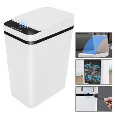 Produktbild von intelligenter sensormülleimer – automatisch schließender abfalleimer für wohnzimmer, badezimmer und toilette, elektrisch und platzsparend