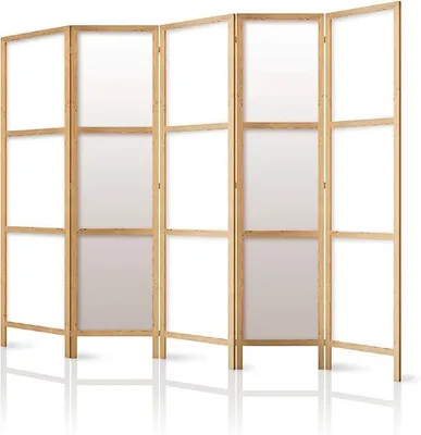 Imagen del producto de Silecomplaza, panel divisor de ambientes, diseño interior, color blanco, 225x171 cm, compuesto por 5 piezas