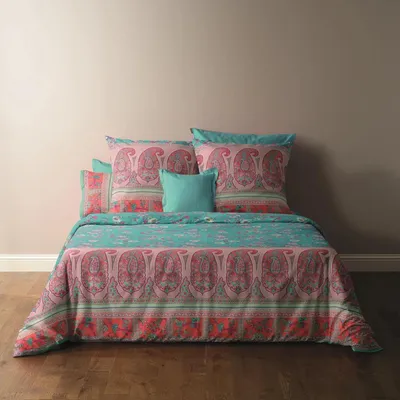 Produktbild von Mako-Satin Bettwäsche-Garnitur Genova Türkis T1 135x200 + 80x80