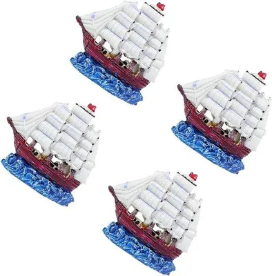Produktbild von Aquarium Dekoration Schiff - Künstliche Segelboot - Aquarium Landschaft - Sicheres Harz Materialien - 4 Stck - Mehrere Farben