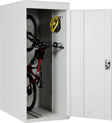 Produktbild von Fahrradgarage HWC-H66, Fahrradbox Gerätehaus Fahrradunterstand, erweiterbar abschließbar Metall  hellgrau