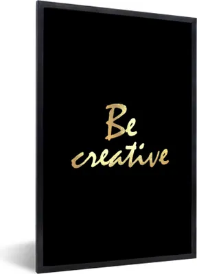 Produktbild von MuchoWow® Gerahmtes Poster Zitate - Kreativ - Gold 60x90 cm - Poster mit Schwarzem Bilderrahmen Wandposter Rahmen Foto Bilder - Kunst