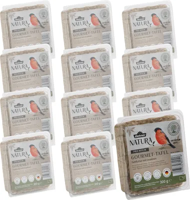 Produktbild von Dehner Natura Premium Wildvogelfutter-Tafeln mit Insekten, 12 x 300 g (3.6 kg)