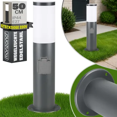 Produktbild von MONZANA® Außenleuchte Edelstahl 50cm E27 Fassung IP44 Wetterfest Garten Wegeleuchte Gartenleuchte Strom Beleuchtung Draußen Outdoor Terrasse Anthrazit