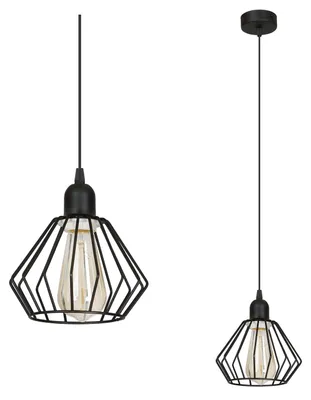 Produktbild von Schwarze Draht Pendelleuchte LED RETRO LOFT – Hängelampe im Edison Stil