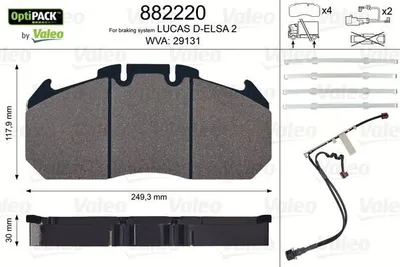 Produktbild von VALEO Bremsbeläge Satz Vorne Hinten für RENAULT TRUCKS Midlum 882220