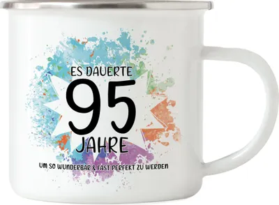 Produktbild von Es Dauerte 95 Jahre Um So Wunderbar Zu Werden Emaille Tasse Geburtstagsgeschenk 95 Jahre Alt Humor