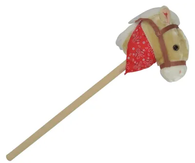 Produktbild von Plüschpferd an Stab, 80 cm, batteriebetrieben, mit Geräuschen, beige, im Beutel