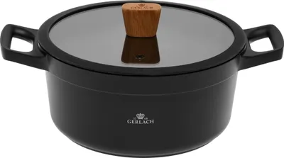 Immagine prodotto di Gerlach 1760 Pentola naturale a induzione Coperchio in Vetroceramica Base in Vetroceramica a tre strati per fornelli a gas, fornelli elettrici in Vetroceramica, 24 cm