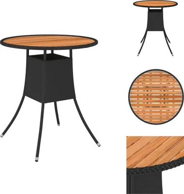 Image de vidaXL Table de jardin noire Ø 70 cm Poly rotin bois massif acacia - Tables de jardin