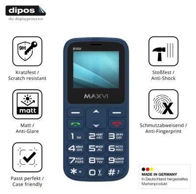 Produktbild von 2x Schutzfolie für Maxvi B100i matt - Anti-Shock 9H Folie dipos Glass Kunststoffglas