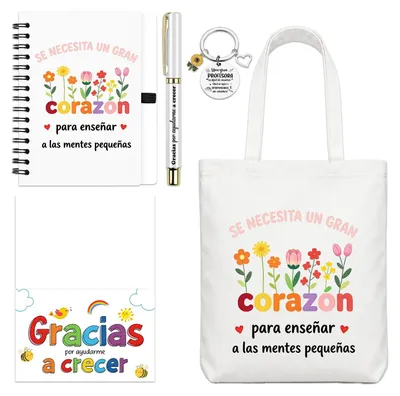 Imagen del producto de Set de 5 regalos de agradecimiento para profesores, que incluye una bolsa y un cuaderno