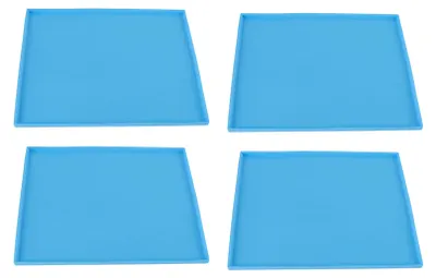 Four blue silicone mats arranged in a 2x2 grid on a white background.