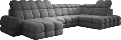 Produktbild von DomoHome Ecksofa Tollo Graphit Anthology-Stoff Rechte Seite 400x217x105 cm, U-Form Sofa mit Schlaffunktion, Bettkasten 120x85x17 cm, Elektrisch Verstellbar