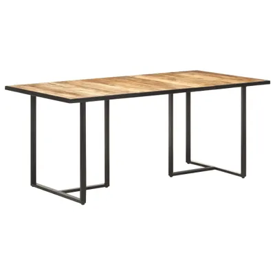 Image de Table de salle à manger "Patersberg" en acier, bois massif en marron, noir. Dimensions (L/L/H) 180x90x76 cm