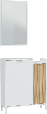 Produktbild von Flurmöbel Williamsport,  Multifunktionsaufbewahrung,  77x24h91 cm,  Weiß und Eiche