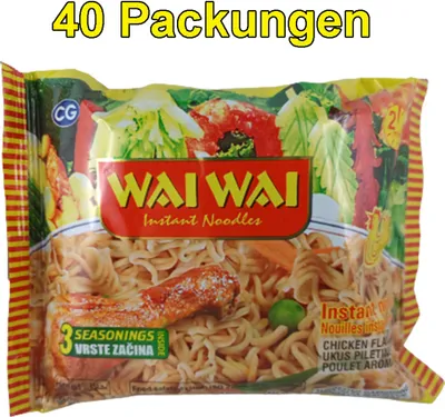 Produktbild von Wai Wai Chicken 40er Pack (40 x 75g) instant Nudeln asiatisches Nudelgericht Huhn