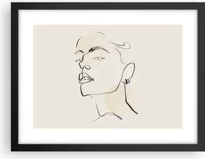 Produktbild von Gerahmtes Poster - Schwarzer Rahmen - Minimalismus Porträt Linie - 40x30 cm - Wand Bild - Wanddeko - Wandbilder - Kunstposter - Wandposter - Bilderrahmen - Bilder - Kunstdruck - P2BAA40x30-4815
