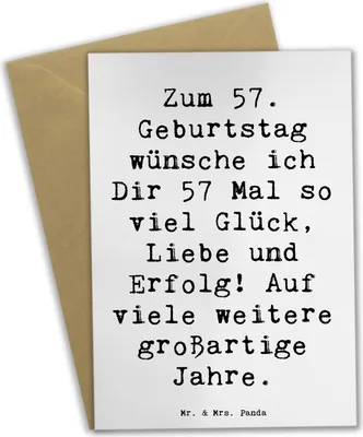 Produktbild von Mr. & Mrs. Panda babykarte Spruch 57. Geburtstag Glück - Weiß - Geschenk, Geburtstagsfeier, Grußkarte, glückwunschkarten, Grußkarten, Glückwunsch, weihnachtskarten, Alter