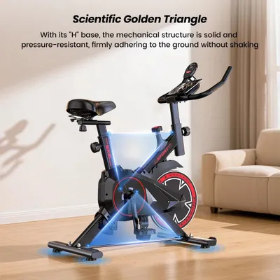 Zdjęcie produktu dla Rower stacjonarny - QK101 - Hamulec magnetyczny - Koło zamachowe o wadze 10 kg - 100 poziomów oporu - Wyświetlacz LCD - Cichy napęd paskowy - Czarny