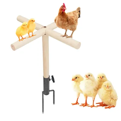 Produktbild von Hühnerstange für Hühnerstall, Sitzstange aus Holz mit Metallspieß, Zubehör für Geflügel im Hinterhof, geeignet für Hühner, Hähne,Küken und große Vögel