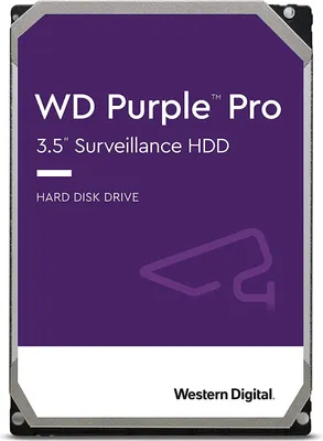A product shot of a Western Digital Purple Pro hard disk drive.