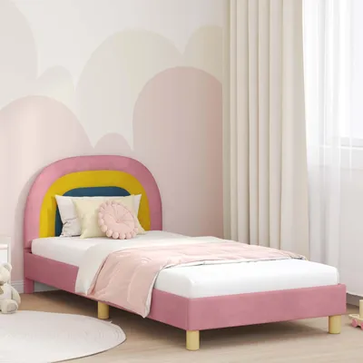 Image de Maison Exclusive - Lit bébé avec tête de lit rose 90 x 190 cm velours