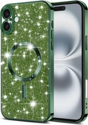 Produktbild von Techsuit Luxury Glitter Back Cover Hülle mit MagSafe für Apple iPhone 16 Plus - Dunkelgrün