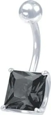 Immagine prodotto di Piercing all'ombelico in acciaio Karisma PRONG SET pietra zirconia - nero