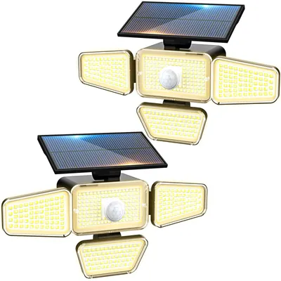 Solar-Außenleuchte 2er-Pack, 318 LEDs, Bewegungsmelder, warmweiß, wasserdicht
