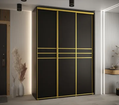Obrázek produktu pro Šatní skříň YVONA 10 - 180/45 cm, černá / zlatá
