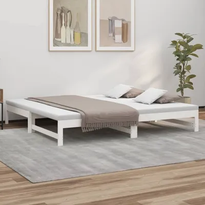 Produktbild von vidaXL Rozkladacia posteľ biela 2x(90x200) cm Masívne borovicové drevo