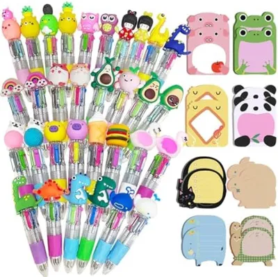 Produktbild von PromoHome® 48-teilig 4-in-1 Kugelschreiber-Set mit Tierstickern, kompakte Schreibsets für Büro und Schule