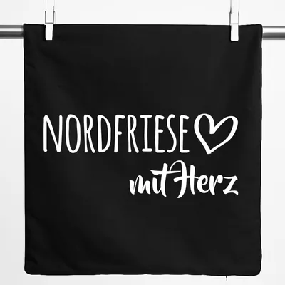 Produktbild von Huuraa Kissenbezug Nordfriese mit Herz 40x40cm Black Baumwolle Dekokissenbezug Geschenkidee