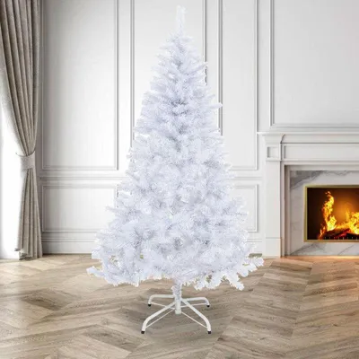 Produktbild von Faziango 180cm Künstlicher Weihnachtsbaum Tannenbaum mit 770 Spitzen PVC Nadeln Metallständer & Klappsystem Christbaum weiß