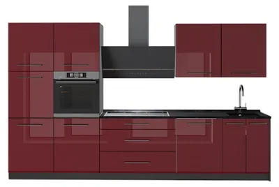 Obrázek produktu pro Kuchyňský kout Vicco Fame-Line Bordó červená vysoký lesk/Antracit 340 cm bez pracovní desky, Model 64575