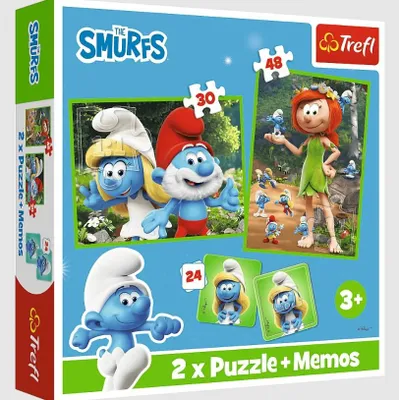 Produktbild von TREFL Puzzle 2in1+ Memos Lustige Spiele Schlümpfe 93656