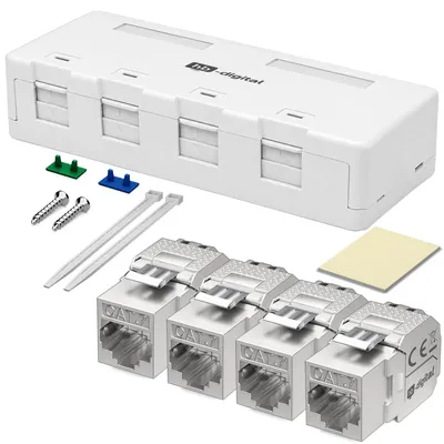 Produktbild von hb-digital Netzwerkdose Aufputz 4-Port CAT 7 Keystone Set