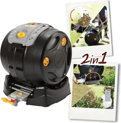 Immagine prodotto di Compostiera rotante EasyMix 2 in 1 – tamburo rimovibile – raccolta del succo di compost