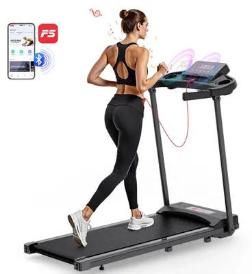 Obrázek produktu pro Běžecký pás - Kompaktní běžecký pás - Skládací běžecký pás - Fitness běžecký pás - Domácí běžecký pás, černý