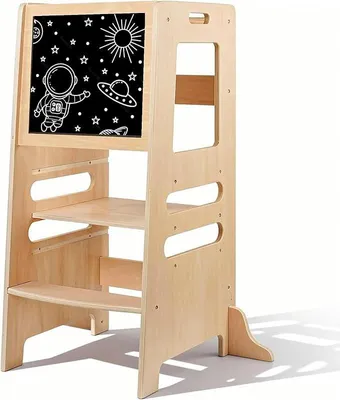 Imagen del producto de Torre de aprendizaje Montessori para niños a partir de 1 año, asistente de cocina con 3 niveles de altura ajustables