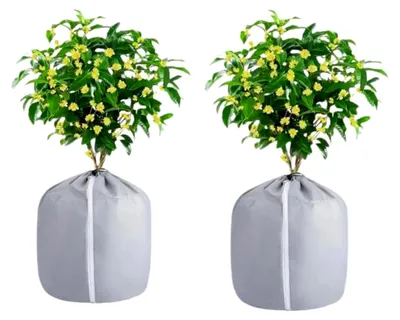 Produktbild von 2 Stück Frostschutz Pflanzenabdeckung, 45 x 50 cm Winterschutzhaube mit Reißverschluss und Kordelzug für Pflanzen