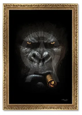Image de Cadre en bois avec impression en PVC vernis "The real Boss" - Doré - 80 x 120 cm - Collection Granger