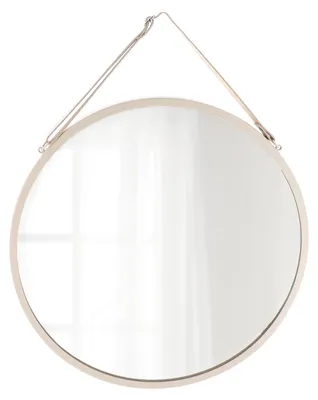 Immagine prodotto di Specchio da parete rotondo con cornice beige, specchio decorativo, stile glamour, 38 cm