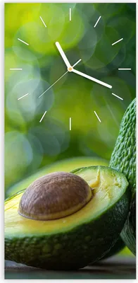 Produktbild von Wanduhr aus Glas mit Motiv Avocado Anschnitt- 30 x 60 cm - inkl. Aufhängesystem