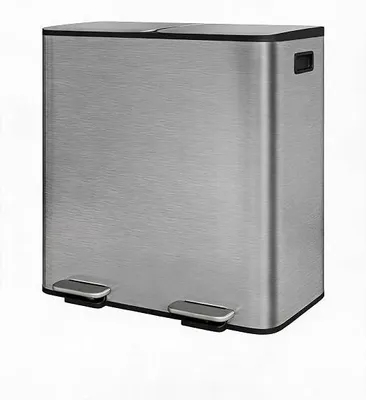 Imagen del producto de Cubo de basura de acero inoxidable para cocina, de doble compartimento, 60 litros